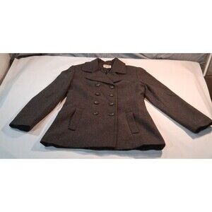 MDP Mario De Pinto Women’s Size Medium Pea Coat Made In USA 100% Wool Black VTG